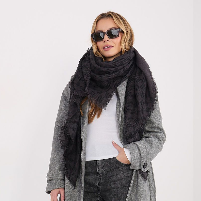 Weicher Schal mit geometrischem Muster - hipster Schal in grau/hellgrau