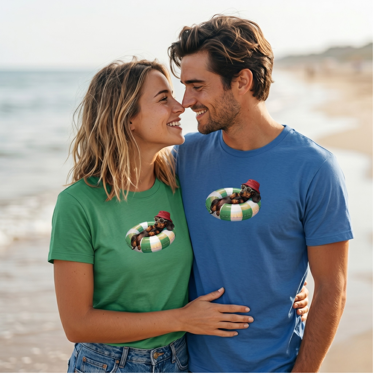 Unisex T-Shirt Sommer Sonne Style — Partnerlook 2er Pack (L + XL)