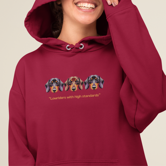 Unisex Oversize Hoodie mit Lustigem Dackel Motiv Lowriders with high Standards
