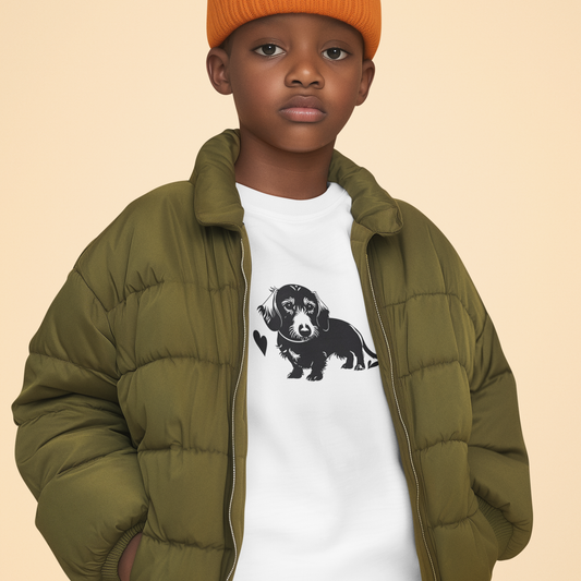 Kinder Sweatshirt mit Rauhaar Dackel Motiv