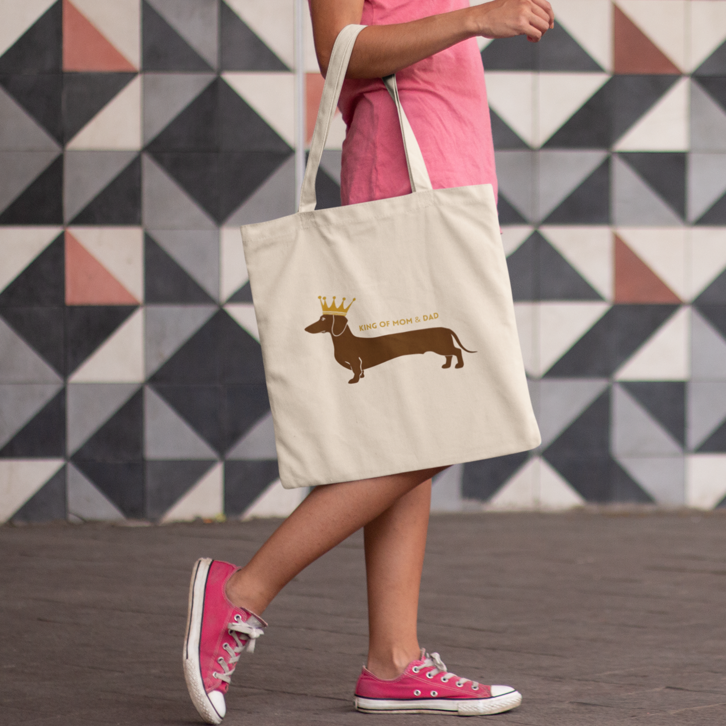 Tote Bag mit Dackel King Print - Tragetasche