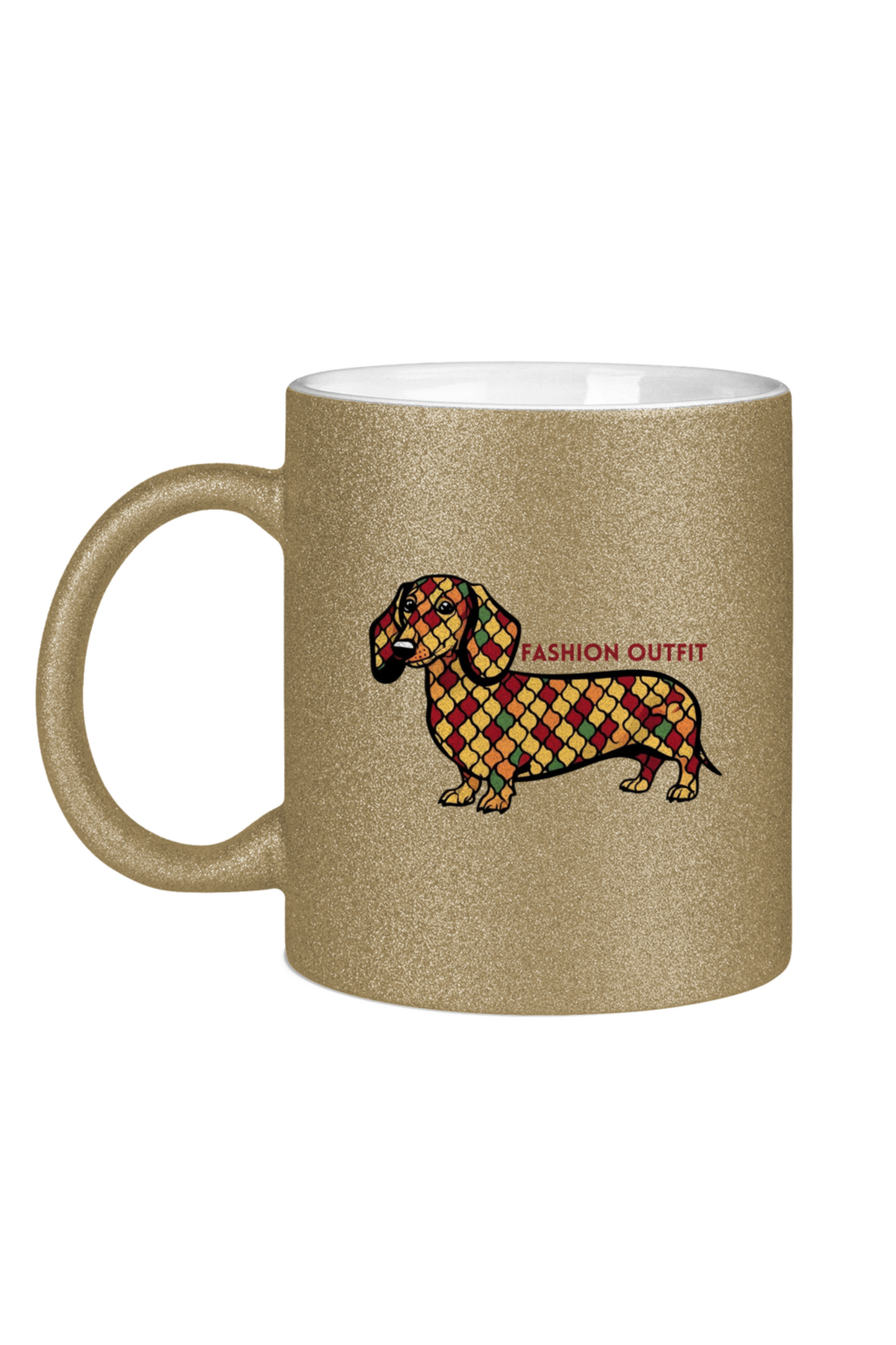 Glitzerbecher mit Dackel Print Motiv