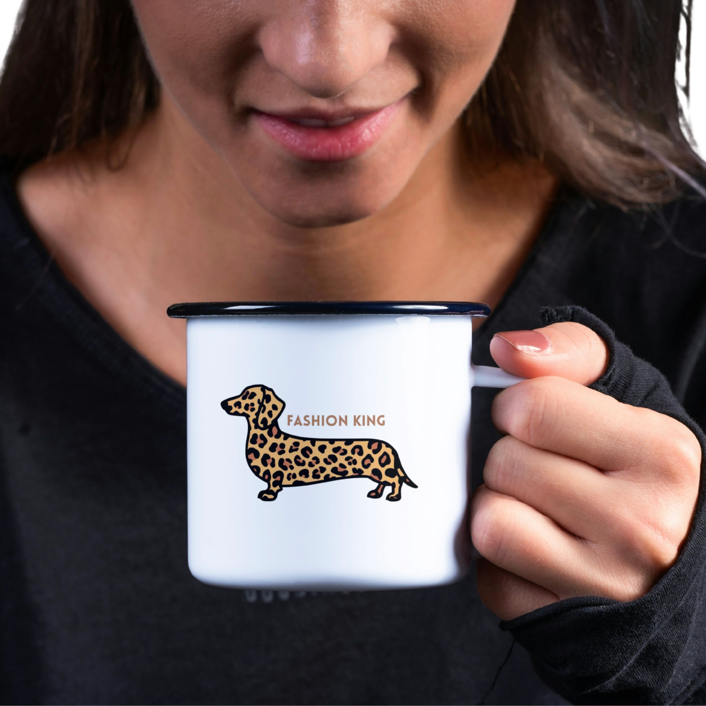 Dackel Tasse mit Leopard Motiv
