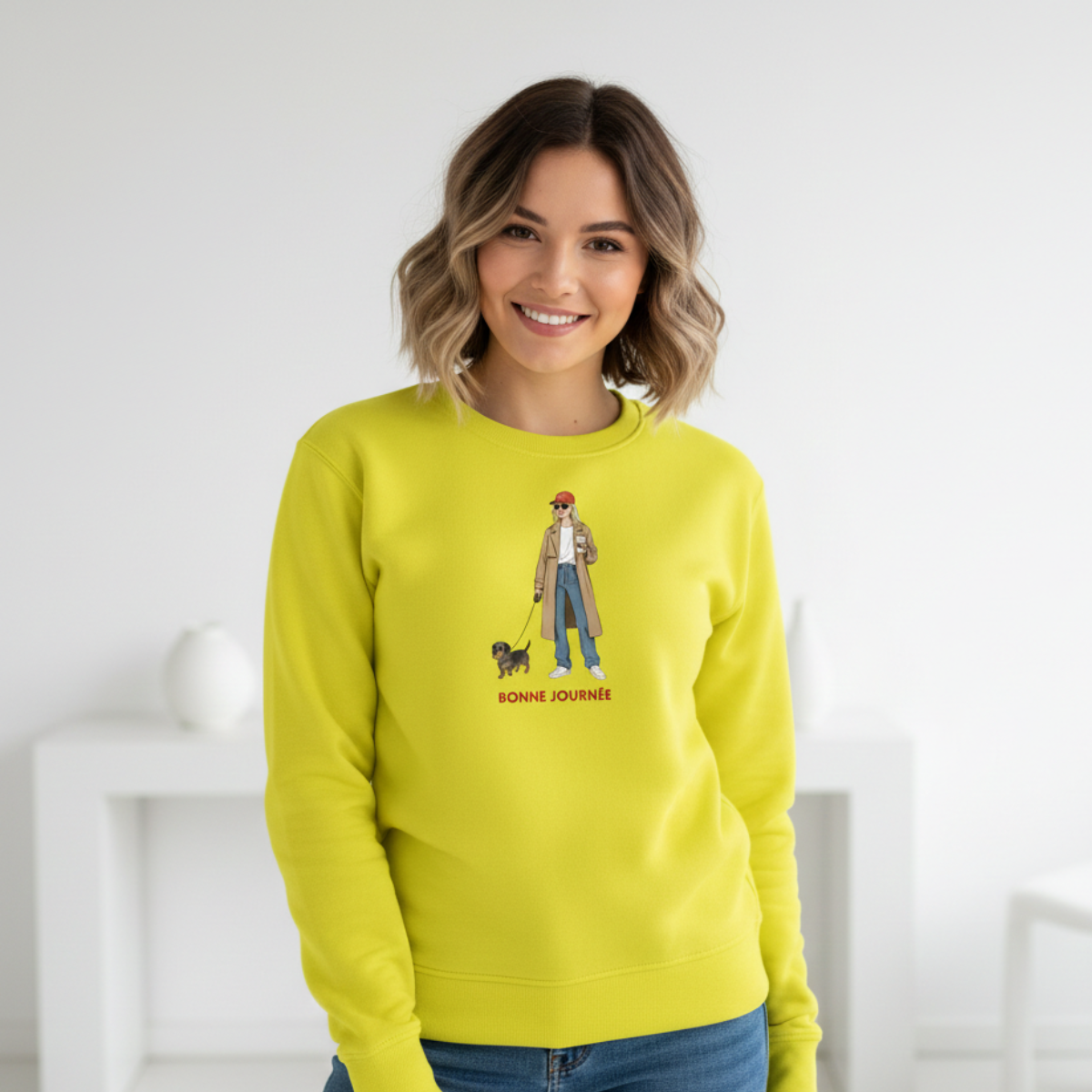 Couture Design Print Sweatshirt mit Dackel Design - Bonne Journée