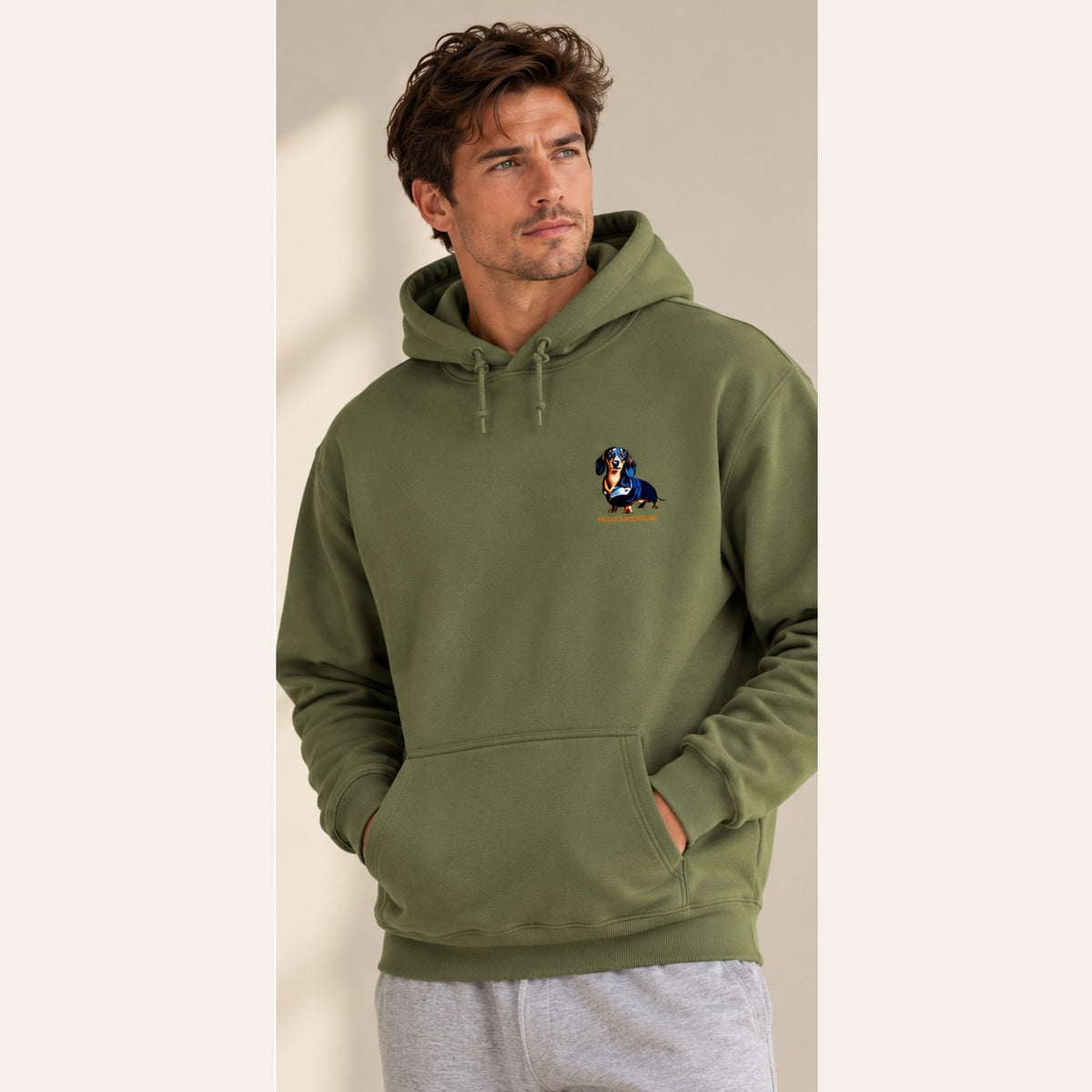 Oversize Hoodie Dachshund Motif Hugo's Sportline for Men
