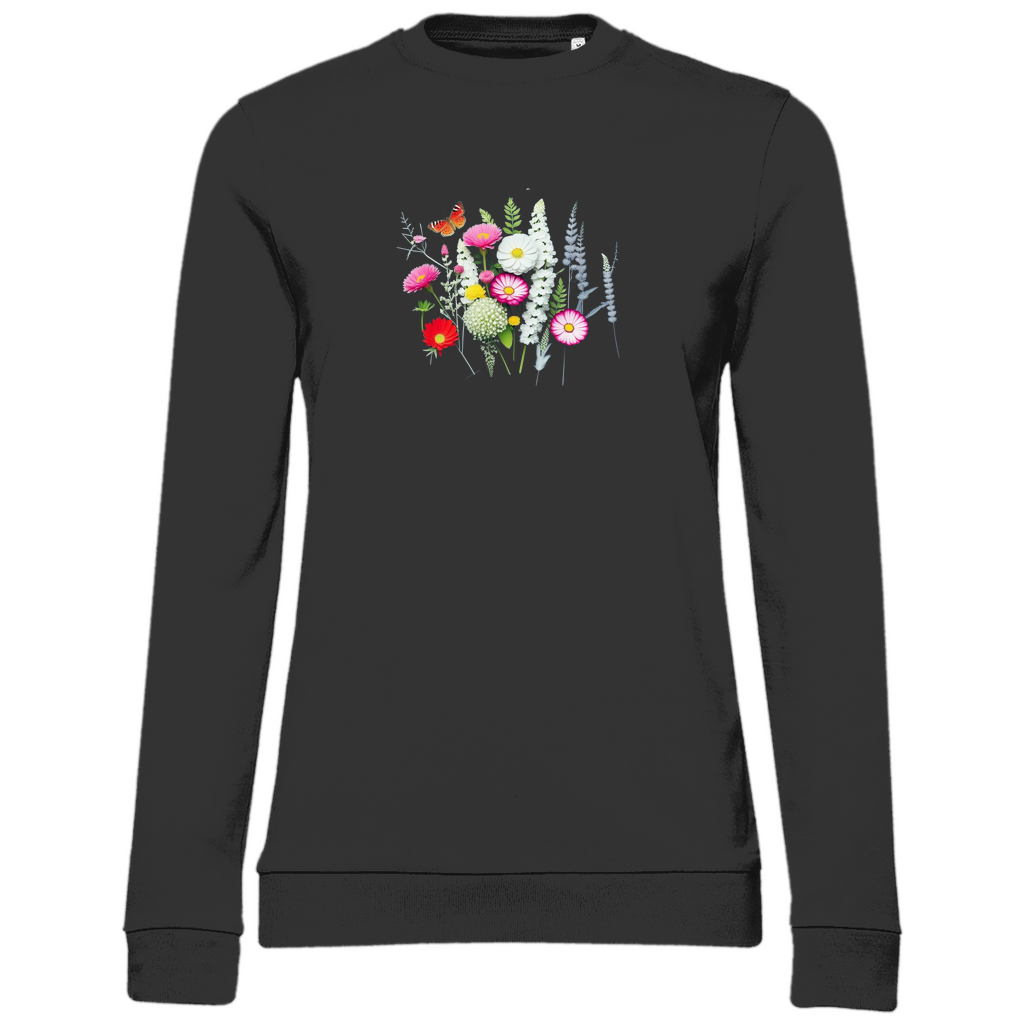 Damen Sweatshirt mit Wiesenblumen Motiv