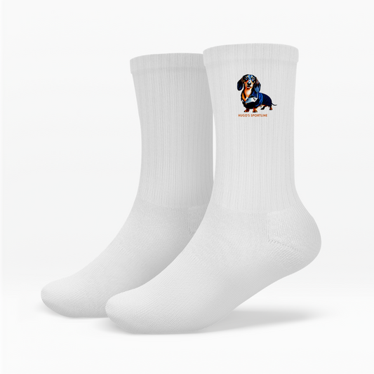 Crew Socken Unisex mit Denim Dackel "Hugo's Sportline"