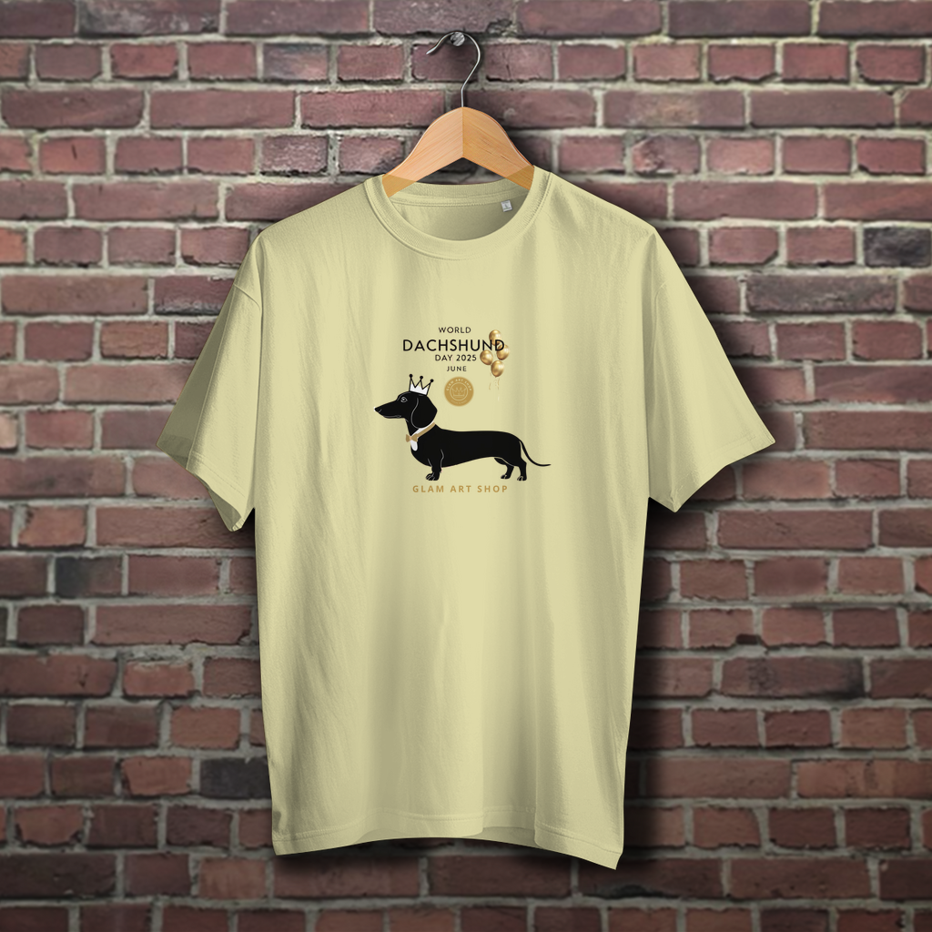 Dackel T-Shirt World Dachshund Day 2025 – Minimalistisches Unisex Shirt mit Luftballons