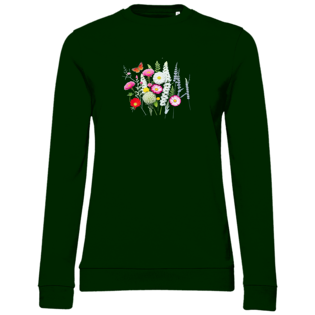 Damen Sweatshirt mit Wiesenblumen Motiv