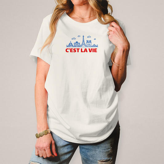 C'est la vie T-Shirt bedruckt, ecru
