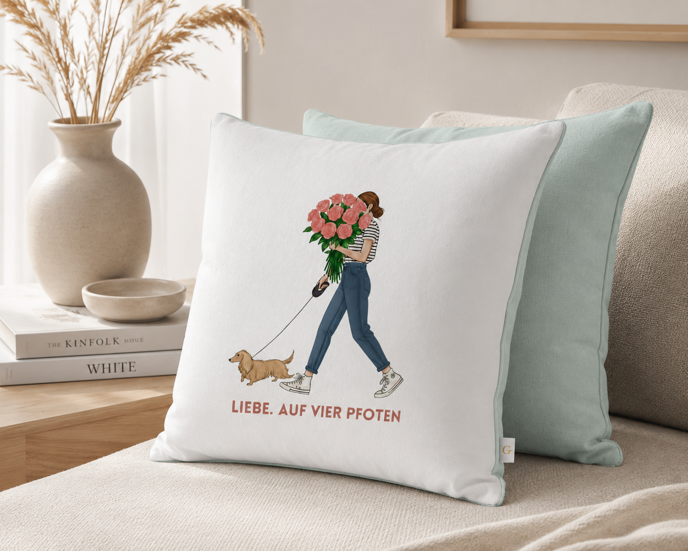Kopfkissen zweifarbig | Liebe auf vier Pfoten | GLAM ART