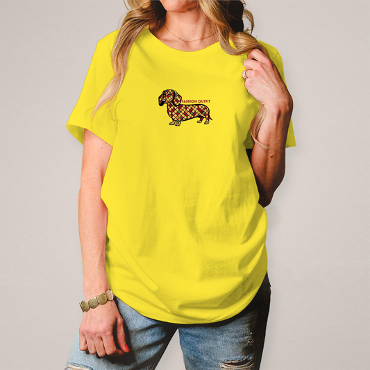 Dackel Print T-Shirt mit Fashion Queen Aufdruck für Damen