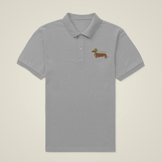 Männer Poloshirt mit lustigem Hunter Dackel Print Motiv