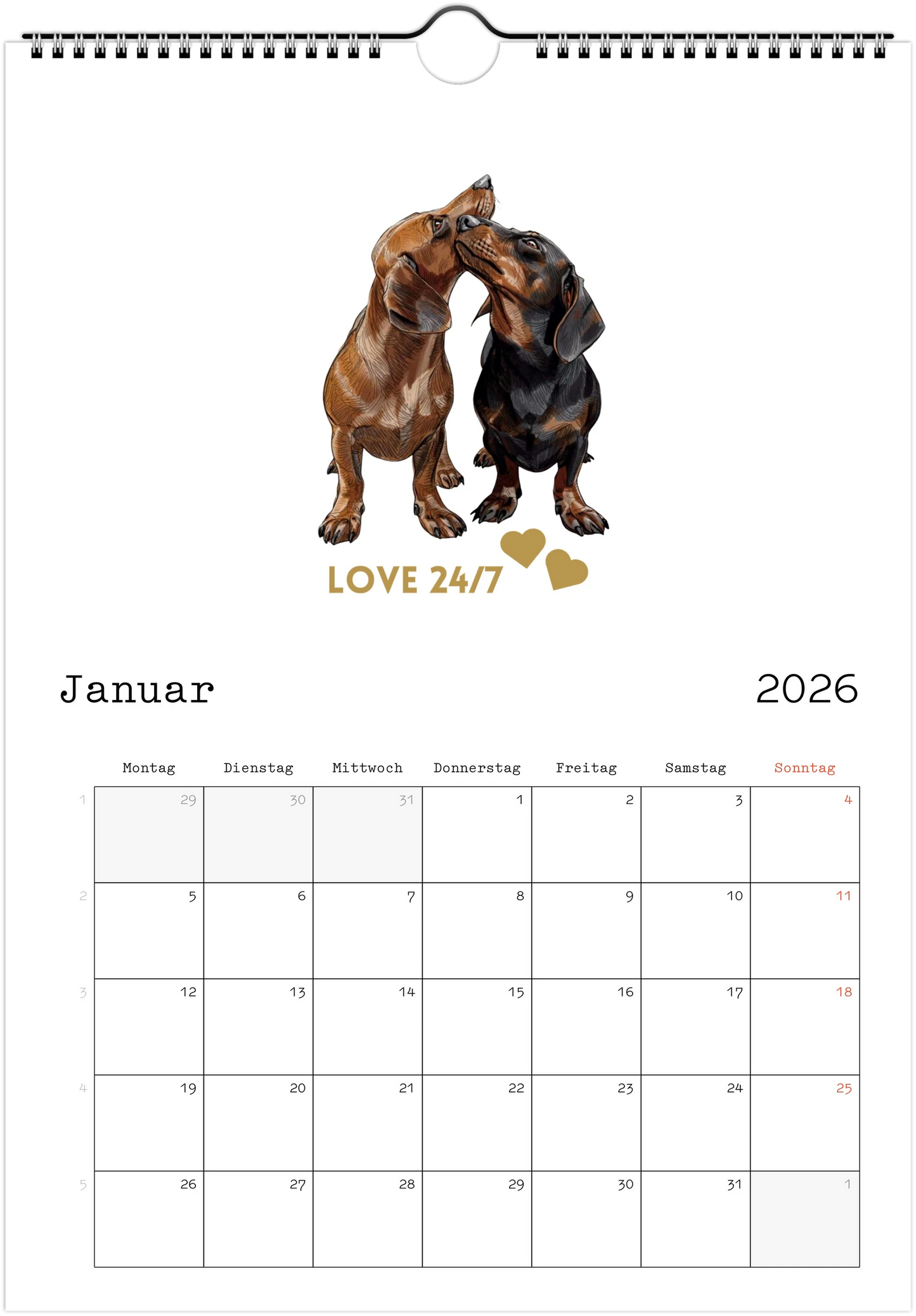 Wandkalender "Dackelmomente"2026 – Geschenkidee für Dackel Liebhaber und Hundefreunde