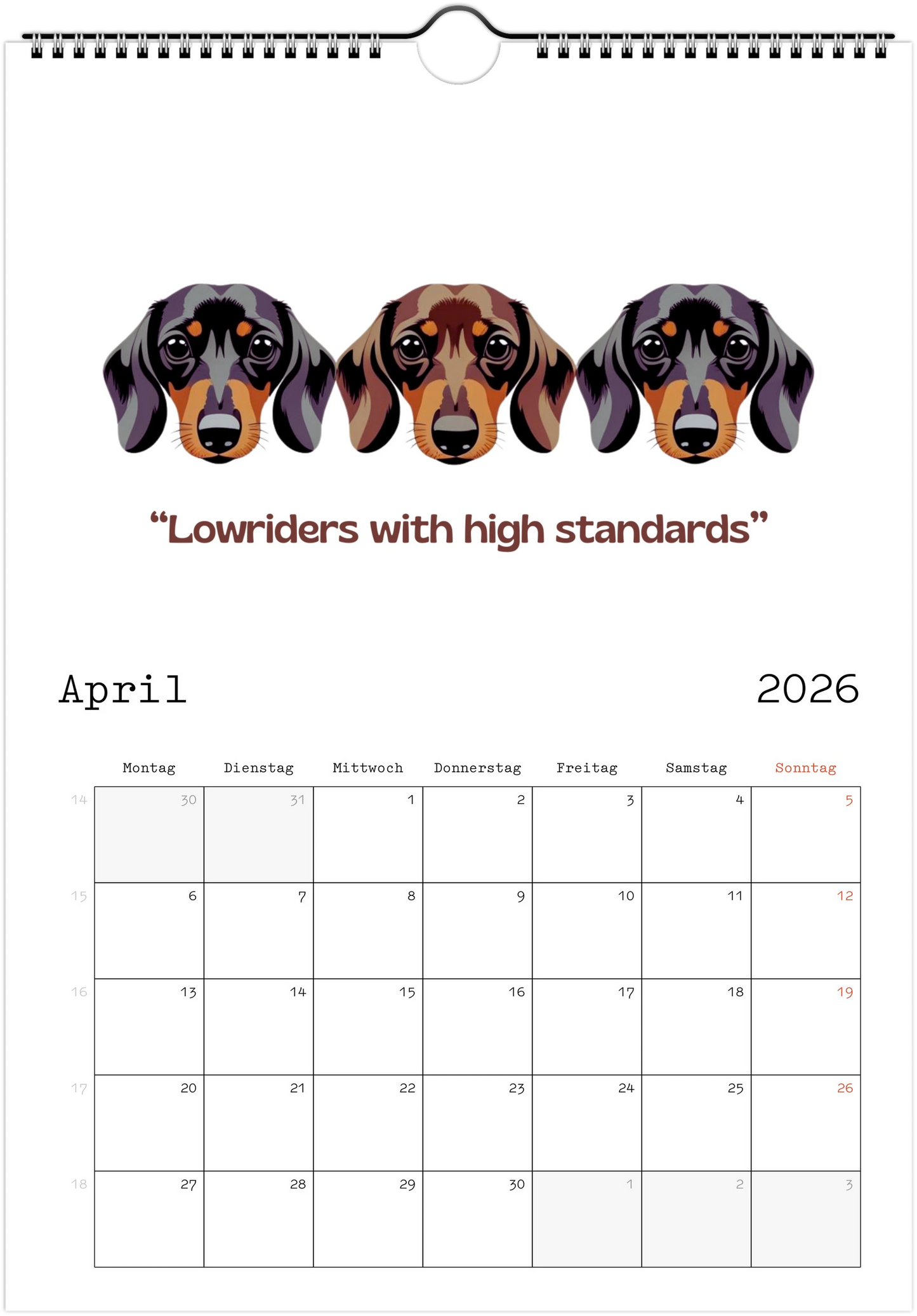 Wandkalender "Dackelmomente"2026 – Geschenkidee für Dackel Liebhaber und Hundefreunde