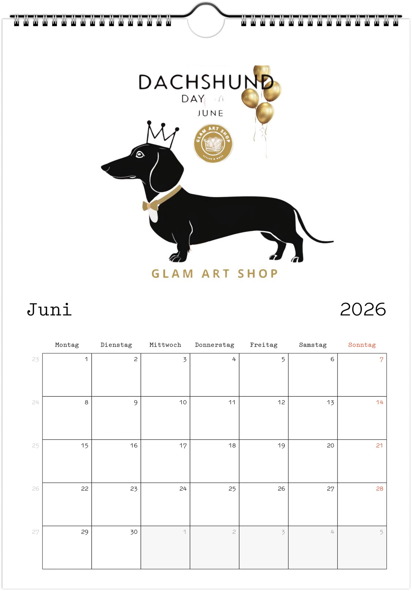 Wandkalender "Dackelmomente"2026 – Geschenkidee für Dackel Liebhaber und Hundefreunde