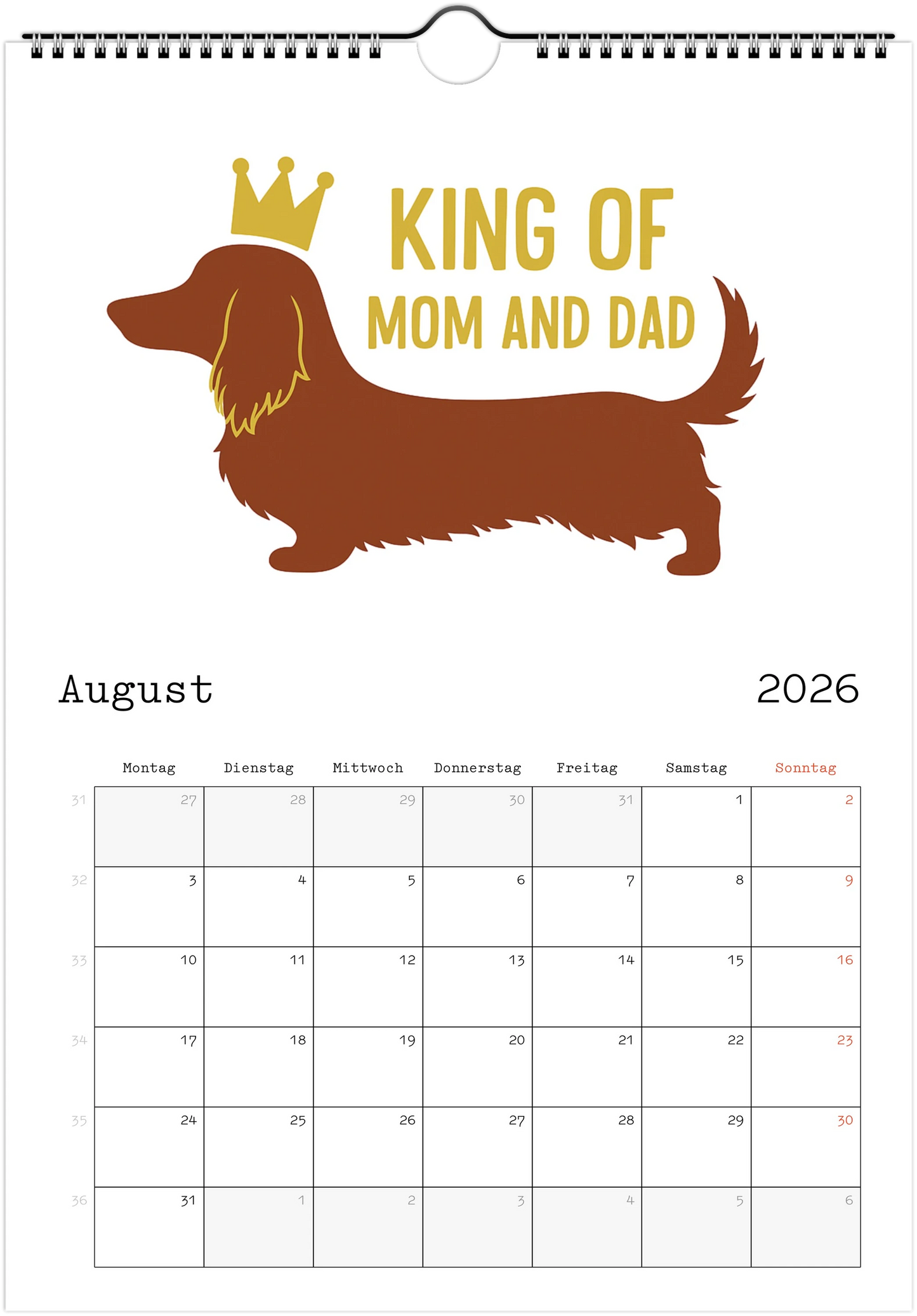 Wandkalender "Dackelmomente"2026 – Geschenkidee für Dackel Liebhaber und Hundefreunde