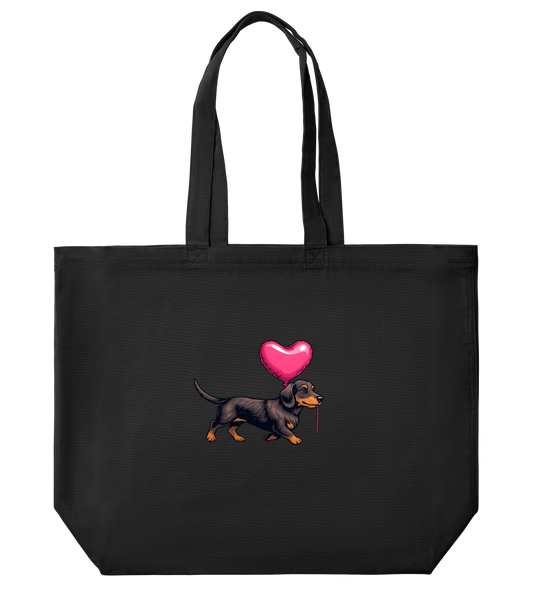 Große Tote Bag mit Dachshund Print Motiv aus Organic Cotton