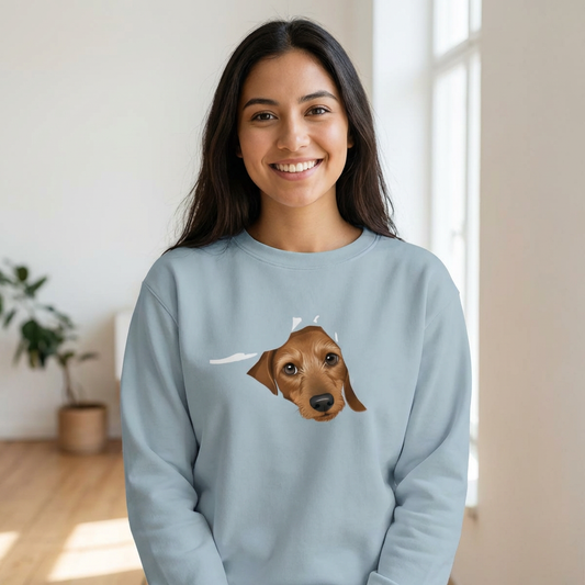 Unisex Premium Bio Sweatshirt mit braunem Rauhaar Welpen Motiv - niedlich und super süß