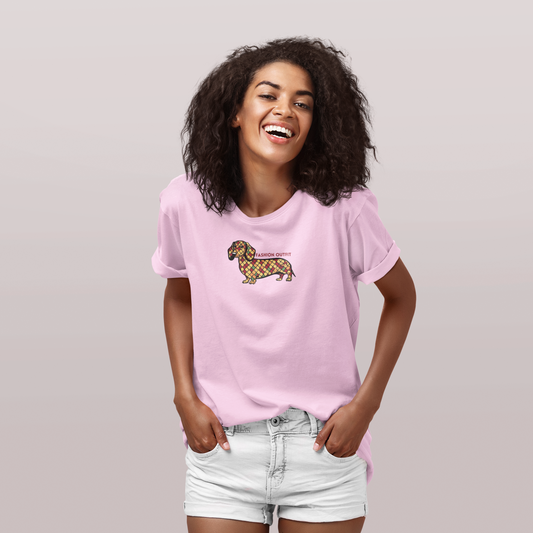 Dackel Print T-Shirt mit Fashion Queen Aufdruck
