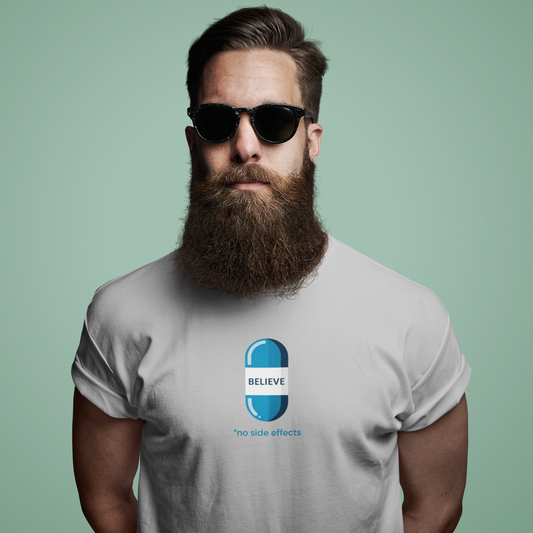 Männer Oversize T-Shirt mit Statement Print "Believe Pill"