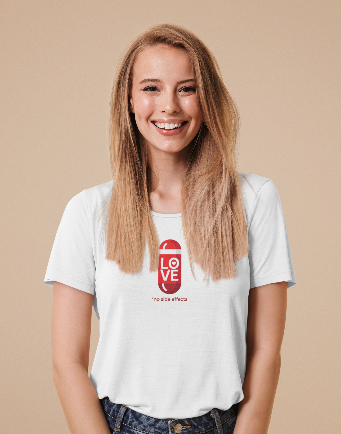 Oversize T-Shirt mit witzigem Spruch - Love Pill with no side effects - Überraschungs-Geschenk