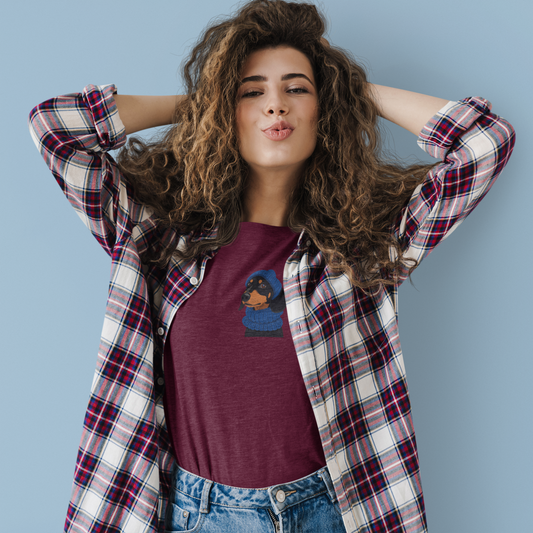 Süßes Damen T-Shirt mit Dackel-Motiv Beanie & Schal