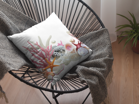 Sofa Kissen mit tollem Muschel und Korallen Print